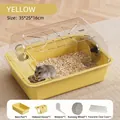 Yellow luxury hamster villa with clear cover and accessories, 35x25x16cm - Luxury Model (With Platform, Running Wheel, Water Bottle) / Lemon Yellow