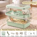 Two-tier light green transparent hamster cage set with multiple play accessories, 55x39x26cm - Double Layer Luxury Paradise Set / 55*39*26 / Mint Green