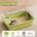 Luxury olive green hamster cage villa with panoramic transparent cover and wheel - Luxury Model (With Platform, Running Wheel, Water Bottle) / Olive Green