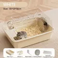 Cream white luxury hamster cage set with large space and full accessories - Luxury Model (With Platform, Running Wheel, Water Bottle) / Cream White