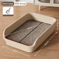 Extra large beige dog toilet with sturdy metal grate and high fence, includes cleaning scoop - Basic Set (Metal Grid + Scoop) / 60CM Cream White