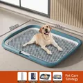 Large blue dog potty training tray with white mesh grid, 65x50cm flat pee pad holder - 65*50*6.5cm / Basic Set + Pillar / Sky Blue