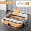 Orange and white drawer-style dog litter box with iron mesh and scoop - Extra Large With Shovel / Orange And White Color Block
