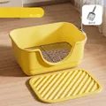Mango yellow pet litter box with anti-tracking sifting mat and matching scooper set - 40cm With Iron Grid + Mat (Includes Shovel) / Mango Yellow