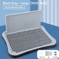 Large black and grey dog potty tray with splash-proof wall and grid, 51x39.5x3.5cm - Splash-proof (With Wall) / 51CM Splash-proof Style / Black and Gray