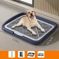 Large washable flat dog potty tray in navy blue with grid for indoor pet training - Basic Set + Pillar / Large Navy Blue / 44*33.5cm