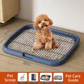 Großes blaues Hundeklo mit Edelstahlgitter, Größe 65x50cm für Welpen im Innenbereich. - Trainingsset (mit Induktor) / Tiefblau (Extra Groß)