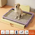Large dog toilet tray with stainless steel grate and splash guard, 70x55cm dimensions - Basic Set / Taro Purple