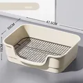Coconut white dog litter box with stainless steel grid, 47.5x35x15cm size, includes a scoop - 47.5cm Large Size (Includes Shovel) / Coconut White