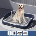 Grande lettiera per cani blu navy con griglia e dimensioni 48x36,5 cm - Stile Griglia Classica con Recinto Alto / 48x36.5x8.5cm / Blu navy