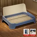 Large indoor dog potty toilet tray with splash guard and iron mesh in sea salt blue finish - Large (45cm) / White Blue Chain Print
