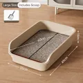 Large beige pet toilet with removable iron mesh and scoop for indoor dog training - 49cm / Basic Set (Metal Grid + Scoop) / Off White