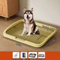 Durable yellow pet dog toilet tray with anti-step-on grid design for small and medium dogs - Large Flat / Basic Set / Yellow