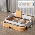 Large orange and white dog toilet with splash-proof fence and iron mesh tray - Extra Large With Shovel And 10 Pieces/Pack Pads / Orange And White Color Block