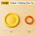 Grote hondenspeelgoedset met 21 cm gele frisbee en 10 cm oranje bijtring met stekels - Frisbee en Doornring Set / Groot (21CM Frisbee + 10CM Doornring)