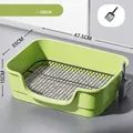 Lime green pet litter box with stainless steel anti-tracking grate and scoop, 47.5x35x15cm - 47.5cm Large Size (Includes Shovel) / Lime Green