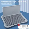 Large navy blue dog potty tray with high splash wall and grid floor for indoor training - Splash-proof (With Wall) / 51CM Splash-proof Style / Navy Blue