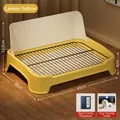 Lemon yellow dog potty tray with white splash guard and iron mesh floor for small dogs - Large (45cm) / White & Yellow Patchwork