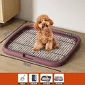 Violette Hundetoilette mit Edelstahlgitter, 65x50cm für eine einfache Reinigung im Innenbereich. - Trainingsset (mit Induktor) / Himbeerrosa (Extra Groß)