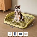Large yellow pet dog toilet with anti-slip metal grate tray and training gift set - High Rim Anti-Splash / Basic Set / Yellow