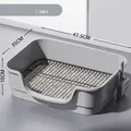 Minimalist grey dog litter box with protective grid and scoop, size 47.5x35x15 cm. - 47.5cm Large Size (Includes Shovel) / Minimalist Gray