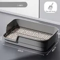 Large minimalist grey dog litter box with splash-proof high fence and metal grate, 60x40cm - 60cm (Including Scoop) / Minimalist Gray
