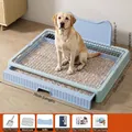 Large blue dog litter box with stainless steel grate and training splash guard - Basic Set / Sky Blue