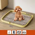 Großes gelbes Hundeklo-Tablett mit Edelstahlgitter, Maße 65x50cm für Haustiere - Trainingsset (mit Induktor) / Cremegelb (Extra Groß)