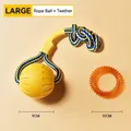 Grote hondenspeelgoed set met 9cm touwbal en 10cm oranje bijtring voor honden - Groot (9CM Bal + 10CM Doornring)