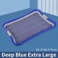 Extra large dark blue dog toilet tray with grid and training pillar, 59.5x49.5x5cm - Plain Style / Extra Large (59*49*5CM) / Blue Gray