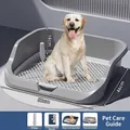 Large gray dog toilet with mesh tray and fence for potty training - 52x46x14cm - Basic Set + Pillar / Extra Large (52x46x10cm) / Modern Gray