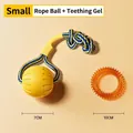 Kleine hondenspeelgoedset met touwbal en oranje rubberen ring met stekels - Klein (7CM Bal + 10CM Doornring)