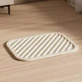 Cream-colored silicone dog toilet tray with non-slip diagonal ridges for pet waste - Dog Litter Mat / Off White