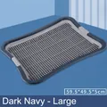 Extra large navy blue flat dog toilet tray with mesh grid for indoor pet training - Plain Style / Extra Large (59*49*5CM) + Basic Set (With Column) / Navy Blue