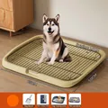 Große Hundetoilette mit Gitter für mittlere Hunde, 65x50cm in Beige - Extra Groß Flach / Basis Set / Gelb