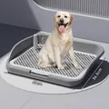 Grandes toilettes grises pour chiens avec clôture anti-éclaboussures 48x36.5cm - Clôture Haute Large (Gris Moderne)