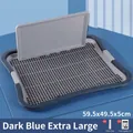 Extra large navy blue dog toilet tray featuring a splash-proof high fence and mesh grid - Splash-proof (With Wall) / Extra Large (59*49*5CM) + Basic Set (With Column) / Navy Blue