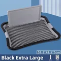 Extra large black dog potty tray with splash guard and mesh grate, 59.5x49.5cm size - Splash-proof (With Wall) / Extra Large (59*49*5CM) + Basic Set (With Column) / Black and Gray