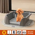 Grand bac à litière gris pour chien avec clôture haute et poteau, mesure 37x35cm - Moyen (Gris Étoilé)