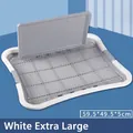 Extra large white dog potty tray with splash guard and mesh grid for pet training - Splash-proof (With Wall) / Extra Large (59*49*5CM) + Basic Set (With Column) / Grayish White