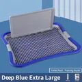 Extra large navy blue dog toilet tray with mesh grate and splash guard - Splash-proof (With Wall) / Extra Large (59*49*5CM) + Basic Set (With Column) / Blue Gray