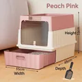 Grande maison de toilette pour chat tiroir rose pêche entièrement close avec dimensions - Style Ultra / Flagship-Tiroir Cube Blanc & Rose