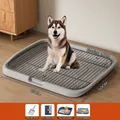 Große graue Hundetoilette mit 1,8 cm Metallgitterabstand, Größe 65x50 cm - Extra Groß Flach / Basis Set / Grau
