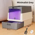 Grande maison de toilette fermée à tiroir gris minimaliste avec stérilisation UV - Style de Stérilisation / Stérilisation-Blanc & Gris