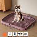 Langlebige lila Hundetoilette für mittlere und große Hunde, 65x50cm, mit Metallgitterrost - Extra Groß Flach / Basis Set / Rosa