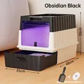 Grande litière pour chat fermée à tiroir, noir obsidienne, avec stérilisation UV - Style de Stérilisation / Stérilisation-Noir Baleine