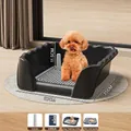Toilettes pour chiens noires d'intérieur avec clôture haute et grille, 37x35 cm. - Moyen (Noir)