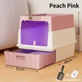 Grande maison de toilette pour chat rose avec tiroir et stérilisateur UV 48x35cm - Style de Stérilisation / Stérilisation-Blanc & Rose