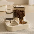 Distributore di cibo e acqua bianco minimalista 2-in-1 per gatti e cani, design pulito - Stile Cibo-Acqua Due-in-Uno / Capacità / Bianco