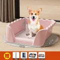 Grand plateau de toilettes rose pour chiens avec clôture haute anti-éclaboussures pour l'intérieur - Large (Rose Sakura)